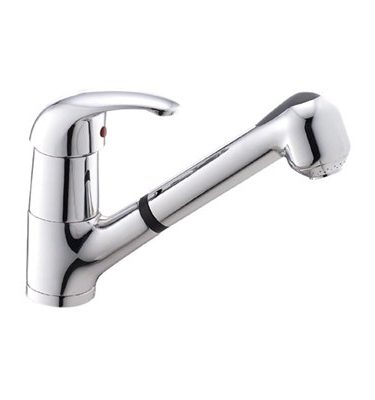 900161 ברז מטבח נשלף פיה מסתובבת שני מצבי זרימה כרום ROTEM